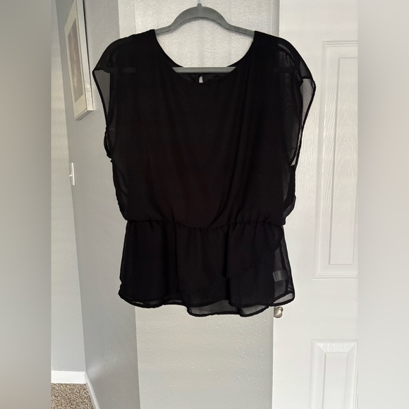 bobeau Tops - Bobeau Black Sheer Women's Blouse Size S Elegant Feminine